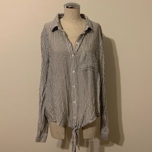 Blue and White Striped Blouse